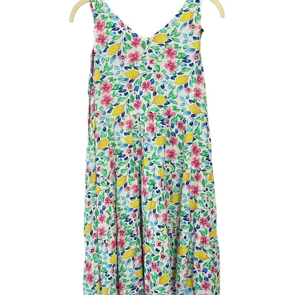 French Grey  Floral Print Sleeveless Summer Dress Empire Waist & Shoulder Ties M - Picture 12 of 15